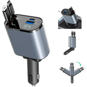 4-in-1 120W Retractable Car Charger with Star Light - transparent product image