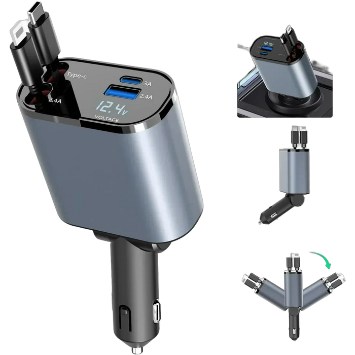 4-in-1 120W Retractable Car Charger