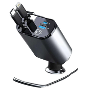 4-in-1 120W Retractable Car Charger with Star Light - transparent product image