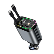 4-in-1 120W Retractable Car Charger with Star Light - transparent product image