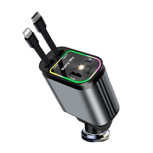 4-in-1 120W Retractable Car Charger with Star Light - transparent product image