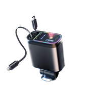 4-in-1 120W Retractable Car Charger with Star Light - transparent product image