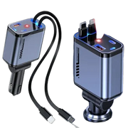4-in-1 120W Retractable Car Charger with Star Light - transparent product image