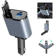 4-in-1 120W Retractable Car Charger with Star Light | Ninevolt