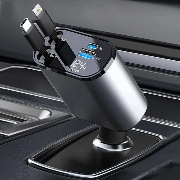 4-in-1 120W Retractable Car Charger with Star Light | Ninevolt